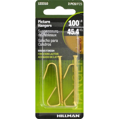 Aceds 100 lbs Picture Hanger Brass, 10PK 5329933